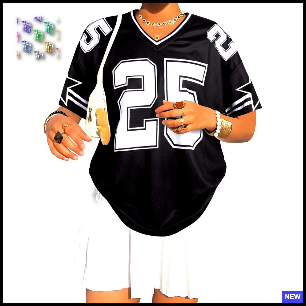 Oversized Y2k Graphic Tee V Neck Baggy Streetwear Jersey Summer Top